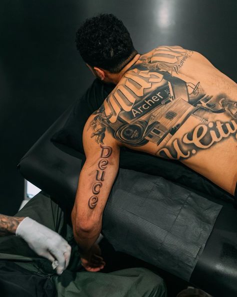 Jayson Tatum Back Tattoo, Back Tats Men, Jayson Tatum Tattoo, African Warrior Tattoos, Drawing Tattoo Ideas, Cloud Tattoo Sleeve, Full Back Tattoo, Arm Tattoos Drawing, Black Men Tattoos