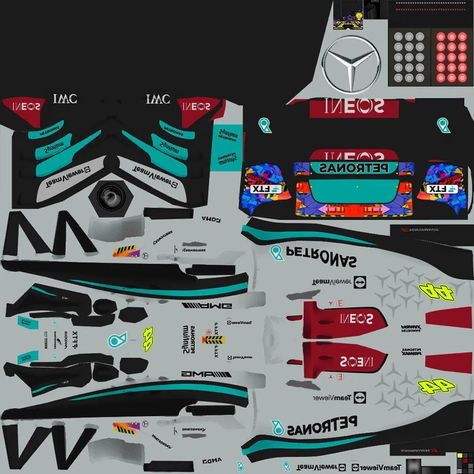 2022 F1 MERCEDES AMG MIAMI GP Monoposto Skins F1, Monoposto Livery, F1 Livery, Mercedes Petronas, Miami Gp, F1 Mercedes, Bus Skin, Car Papercraft, Paper Model Car