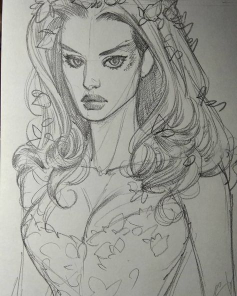 Poison Drawing, Poison Ivy Drawing, Poison Drawings, Poison Ivy Sketch, Ivy Sketch, Ivy Draw, Energy Aura, Sketch Images, Profile Drawing