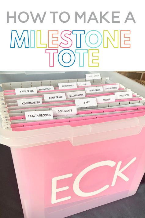 Milestone totes are perfect for storing all of your child's memories and keepsakes! This post will walk you through how to create your own in a nap time or less! It also makes a great baby shower gift! Child Keepsake Storage, Cricut Baby Shower Gifts, Cricut Baby Gifts, Snack Basket, School Keepsake, Keepsake Storage, Kids Milestones, Baby Shower Gift Ideas, Cricut Baby