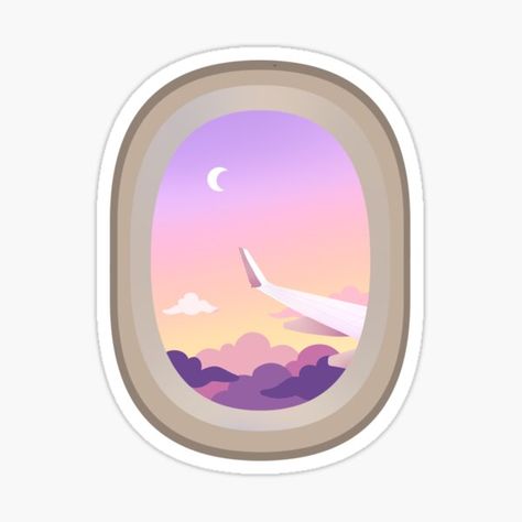 Cute Travel Stickers, Plane Window Drawing, Sunset Airplane Window, Plane Sticker, Sunset Airplane, Airplane Sticker, Plane Drawing, Airplane Window View, Presentation Board Design