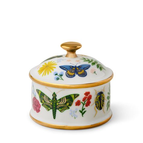 RIFLE PAPER CO. | Curio Porcelain Box Mint Background, The Company Store, Beautiful Bugs, Porcelain Dish, Tiny Treasures, Gold Gilding, Bedding Shop, Clothes Gift, Clothes For Sale