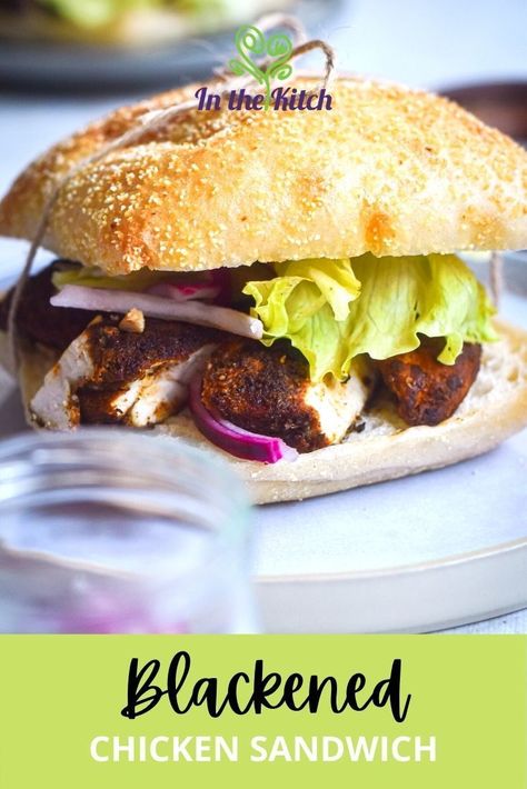 Enjoy the flavors of Cajun cuisine in the comforts of your home with this blackened chicken sandwich recipe. Recipe at inthekitch.net #inthekitch #sandwich #chicken Blackened Chicken Sandwich Recipe, Blackened Chicken Sandwich, Cajun Chicken Sandwich, Cajun Chicken Burger, Milanesa Recipe, Italian Sausage Sandwich, Sandwich Chicken, Chicken Fillets, Chicken Sandwich Recipe