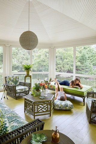 Brick Sunroom, Sunroom Interior, Stone Patio Designs, Old Schoolhouse, Southern Mom, Ski Decor, Colorful Home, Patio Stones, Historic Home