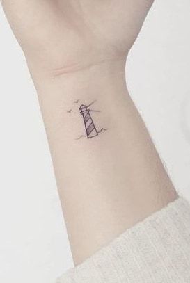 Lighthouse Minimalist Tattoo, Simple Ship Tattoo, Tato Idea, Tattoo Simplistic, Light House Tattoo, Levi Tattoo, Lighthouse Drawing, Coordinates Tattoo, Anker Tattoo