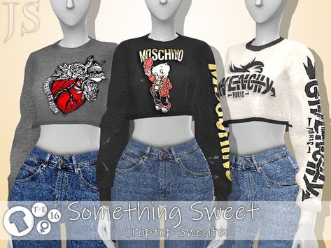 Sims 4 Mac, Die Sims 4, Sims Packs, Sims 4 Teen, Sims 4 Clothing, Cc Finds, Graphic Tops, Crop Top Sweater, Sims 4 Custom Content