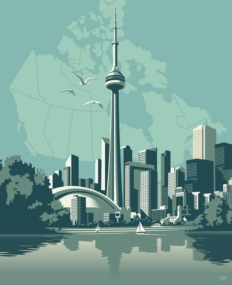 Illustration by ©Gary Alphonso | Represented by i2i Art Inc. #i2iart Toronto Skyline, Toronto City, Canada Toronto, City Illustration, Skyline Art, Toronto Ontario, Editorial Illustration, Toronto Canada, Design Packaging