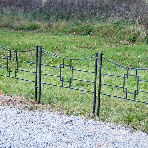 ACHLA Designs Graphite Powdercoat Square-on-Square Fence Section, Set of Four DFS-25-4 | Bellacor Home Ideas Outside, Retaining Wall Fence, Ranch Entrance, Wood Trellis, Back Garden Ideas, Walkway Design, Wood Pots, Wall Fence, European Garden