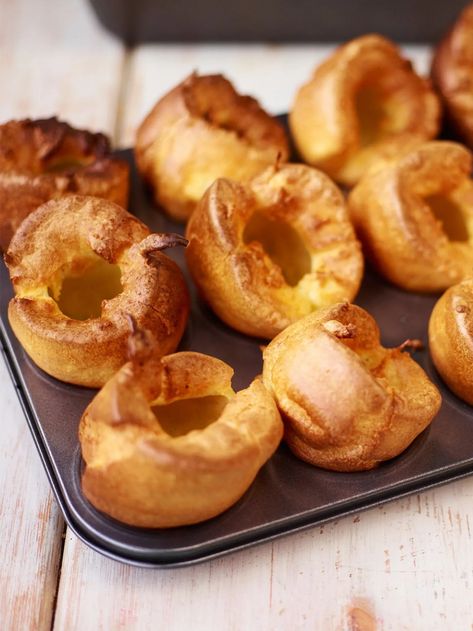 Easy Yorkshire pudding recipe | Jamie Oliver recipes Recipe For Yorkshire Pudding, Gordon Ramsay Yorkshire Pudding, Gluten Free Yorkshire Pudding Recipe, Easy Yorkshire Pudding Recipe, Gluten Free Yorkshire Pudding, Yorkshire Pudding Batter, Yorkshire Pudding Recipe, Popover Recipe, Yorkshire Pudding Recipes