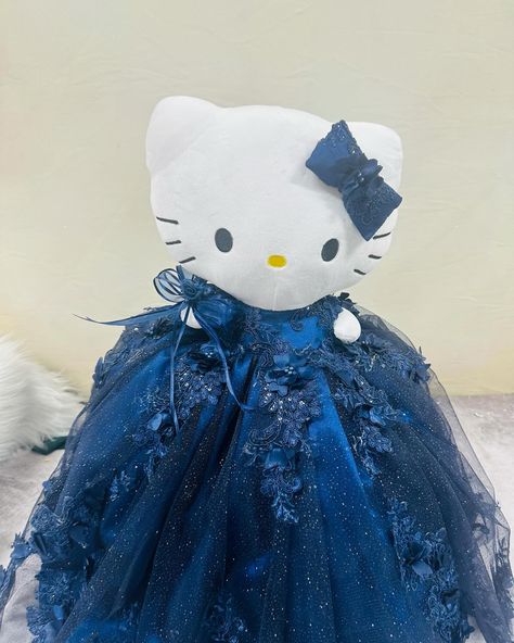 Hello Kitty Quinceanera Doll, Hello Kitty Quinceanera, Custom Hello Kitty, Royal Blue Quince, Quinceanera Stuff, Quinceanera Themes Dresses, Quince Dresses Royal Blue, Blue Quince, Quinceanera Themes