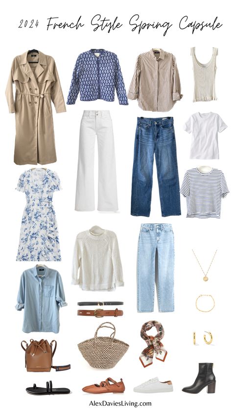 2024 French Style Spring Capsule French Style Spring, French Capsule Wardrobe, Spring Capsule, Travel Capsule Wardrobe, Spring Capsule Wardrobe, Women Sweatshirts, Summer Capsule Wardrobe, Ladies Top, Autumn Casual