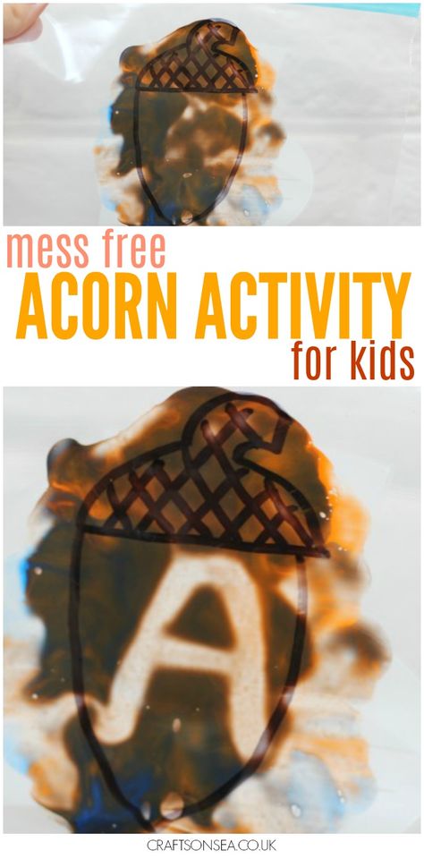 mess free acorn activity for kids Acorn Activities, Autumn Themed Activities, Fall Kindergarten Activities, Infant Crafts, Kindergarten Thanksgiving, Fall Crafts For Toddlers, Apple Pumpkin, November Activities, Sped Classroom