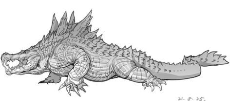 Crocodile Illustration, Predator Alien Art, Kaiju Design, Creature Artwork, Kaiju Art, Fantasy Beasts, Kaiju Monsters, Alien Concept Art, Monster Concept Art