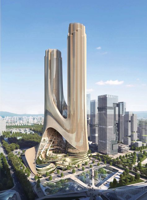 Architecture Cool, Vertical City, Architecture Unique, Zaha Hadid Architecture, Tall Buildings, Skyscraper Architecture, Architectural Visualization, Zaha Hadid Architects, Unique Architecture