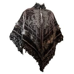 Niche Png, Victorian Cape, Beaded Cape, Victorian Accessories, Velvet Cape, Clothes Reference, Coats Black, Black Cape, Feather Trim