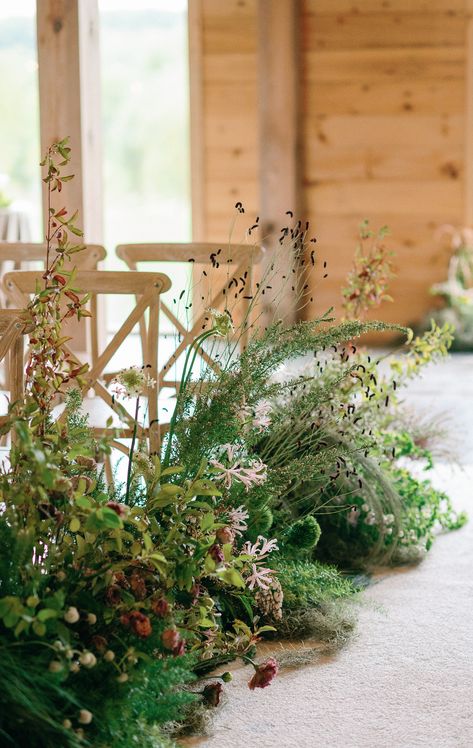 Intimate Fall Wedding, Wildflower Wedding Theme, Oncidium Orchids, Indoor Wedding Ceremonies, Aisle Flowers, The Catskills, Boho Wedding Decorations, Ceremony Inspiration, Aisle Decor