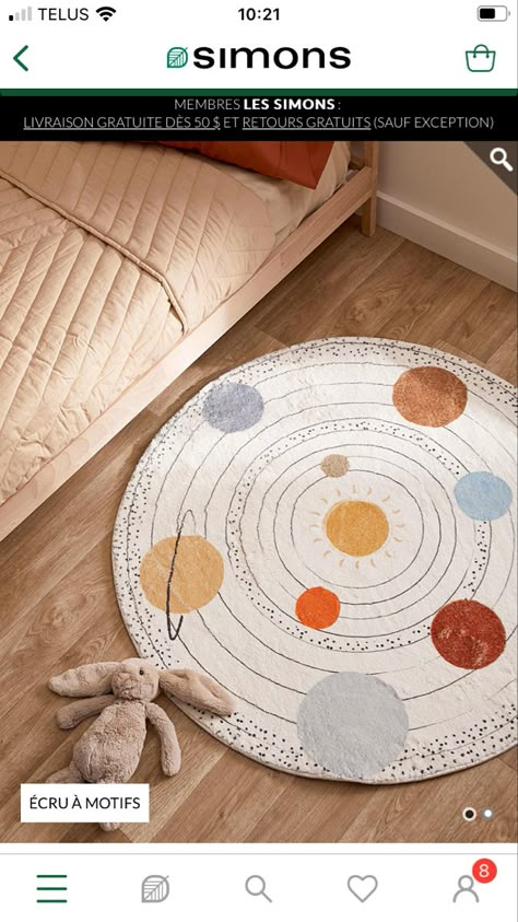 Space Theme Nursery, Celestial Nursery, Kids Bedroom Rugs, Nursery Canvas Art, Safari Wall Art, Fluffy Carpet, Woodland Wall Art, Space Themed Bedroom, Circular Rugs