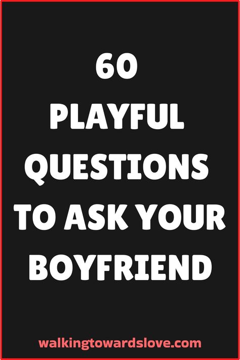 Keeping the spark alive in a relationship often comes down to having fun together and learning new things about each other. Asking your boyfriend fun questions can lead to laughter, surprises, and deeper connections. This list of 60 fun questions is designed to bring joy and light-hearted moments into your relationship, ensuring you always have Light Hearted Questions, Random Things To Ask Your Boyfriend, Fun Questions To Ask Your Boyfriend, Things To Ask Your Boyfriend, Weird Questions To Ask, Boyfriend Questions, Truth Or Dare Questions, Questions To Ask Your Boyfriend, Attracted To Someone