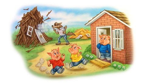 Three Pigs, Pig Images, Short Moral Stories, The Three Little Pigs, Pig House, Moral Stories For Kids, Pig Illustration, 동화 삽화, Cartoon House