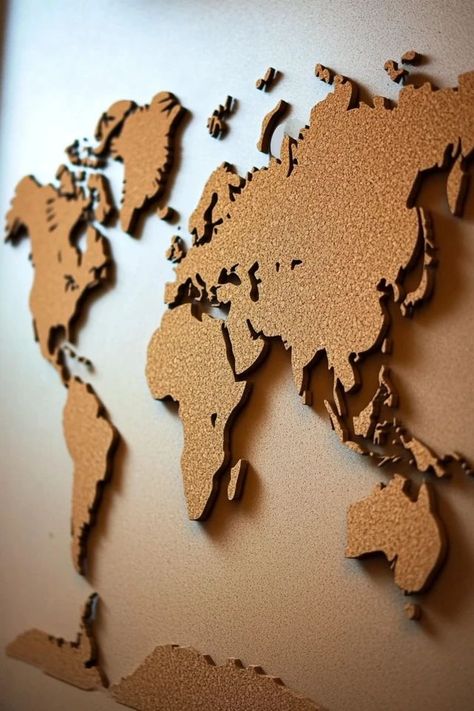 "Explore the world from your home with a DIY Cork Board World Map! 🌍📍 Perfect for tracking your travels and planning new adventures. 🌟✨ #WorldMap #CorkBoardDIY #TravelDecor" Diy Cork Board, Diy Cork, Cork Diy, Travel Decor, Cork Board, Explore The World, New Adventures, World Map, Cork