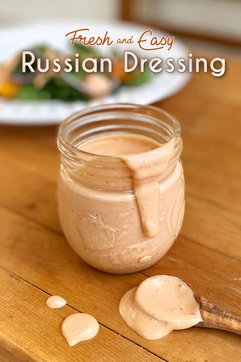 Sandwich Dressing Recipe, Homemade Russian Dressing, Sandwich Spread Recipes, Dressing For Fruit Salad, Salad Dressing Recipes Healthy, Russian Dressing, Salad Dressing Recipes Homemade, Sandwich Spread, Homemade Salad Dressing