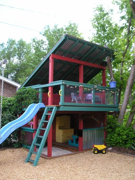 Backyard Ideas Kids, Backyard Fort, Kids Playhouse Outdoors, Backyard Playset, Backyard Kids Play Area, Garden Kids, Backyard Area, Kids Play Set, Backyard Playhouse