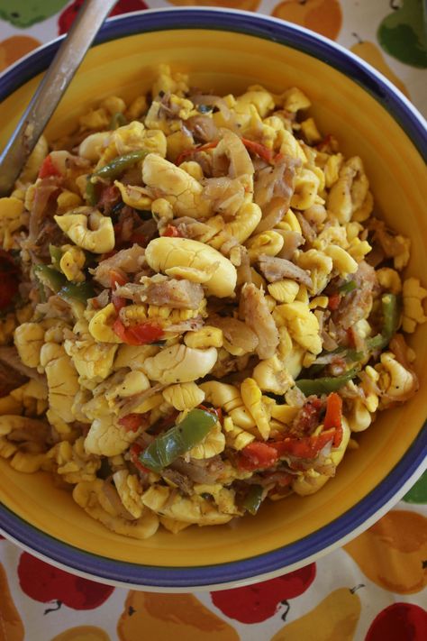 Saltfish Recipes, Ackee And Saltfish Recipe, Saltfish And Ackee, Ackee And Saltfish, Carribean Food, Jamaican Cuisine, Jamaican Dishes, Weekend Meals, Jamaican Recipes