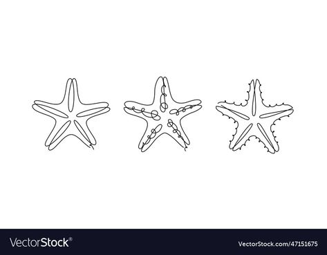 Sea Line Art, Star Simple, Art One Line, Single Line Art, Sticker Tattoo, Drawing Vector, Continuous Line Drawing, Hand Drawn Illustration, Sea Star