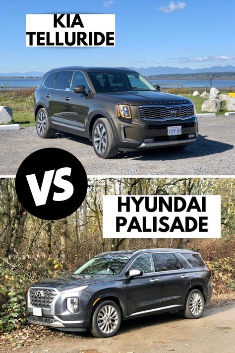 grey hyundai palisade and grey Kia telluride White Kia Telluride, Telluride Car, Kia Telluride Interior, Kia Telluride Offroad, Kia Telluride 2024, Hyundai Palisade 2024, 2023 Hyundai Palisade, Toyota Venza Hybrid 2024, 3rd Row Suv