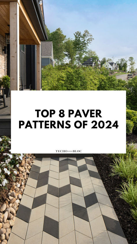 Looking for backyard inspiration? You've come to the right place! Discover the top 8 paver patterns that will transform our outdoor space! Paver Patio Patterns, Paver Designs Patterns, Backyard Paver Ideas, Modern Pavers, Tile Laying Patterns, Paver Deck, Paver Patterns, Large Pavers, Unique Patios