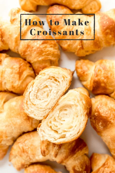 Make Croissants, Making Croissants, Homemade Croissants, Best Brunch Recipes, Croissant Recipe, Baking 101, Baking Bread Recipes, French Pastry, Breakfast Pastries