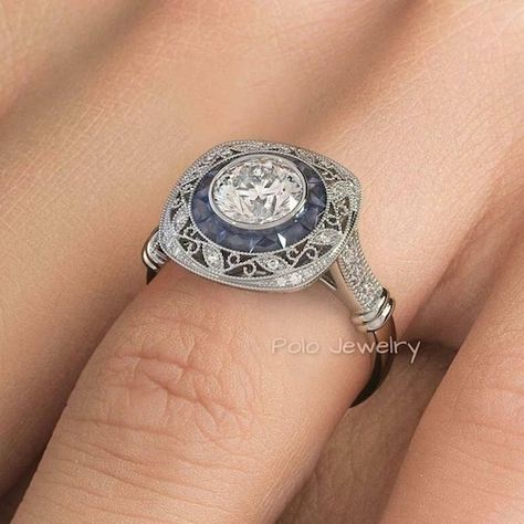 Filigree Wedding Ring, Blue Sapphire Jewelry, Sapphire Diamond Engagement, Retro Ring, Diamond Engagement Ring Set, Round Diamond Engagement Rings, Argentium Silver, Sapphire Jewelry, Vintage Ring