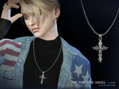 The wings of angel  Necklace  , hope you enjoy with them  Found in TSR Category 'Sims 4 Male Necklaces' Sims 4 Necklace, Male Accessories, Male Sims, Sims 4 Men Clothing, Sims 4 Hair Male, Sims 4 Male Clothes, Sims 4 Piercings, Sims 4 Cc Shoes, Sims 4 Cc Makeup