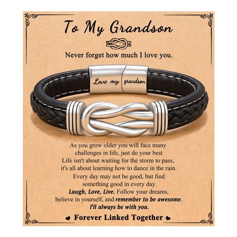 PRICES MAY VARY. 【Grandson Bracelet】The knot bracelet represents forever linked together. Design this bracelet to express your love for your grandson every day, it will strongly state that you are thinking about him and that he has your love and support as always. 【Gifts for Grandson】Never forget how much I love you. This will be a meaningful gift cherished by the person you love forever. Suitable for birthdays, Christmas gifts, Valentine's Day, Father's Day, Graduation, Anniversary gifts, etc. Happy Graduation Day, School Christmas Gifts, Thinking About Him, Gifts For Son, Boys Necklace, Graduation Gifts For Him, Gifts For Teen Boys, Birthday Bracelet, I Love My Son