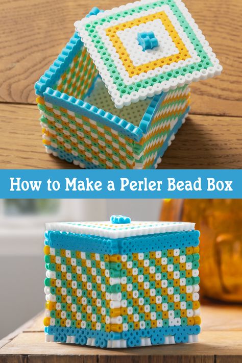 3d Perler Bead Box Patterns, Perler Box Pattern, Perler Beads Box Pattern, Easy Perler Beads Ideas 3d, Perler Bead Box Pattern, Perler Bead Diy, Unique Perler Bead Patterns, Perler Bead Easy, Perler Bead 3d Patterns