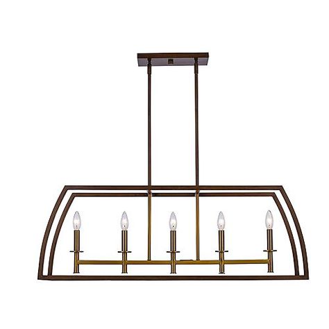 Carmen Too 5-Light Antique Gold Caged Island Chandelier with Metal Shade Antique Bronze Chandelier, Farmhouse Trends, Island Chandelier, Kitchen Island Chandelier, Gold Fixtures, Bronze Chandelier, Farmhouse Chandelier, Candle Style Chandelier, 5 Light Chandelier