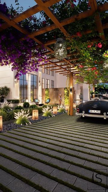 Car Park Design, Car Porch Design, Rooftop Restaurant Design, Renovation Exterior, Outdoor Sitting, Bali House, Resort Architecture, Classic Building, Hotel Entrance