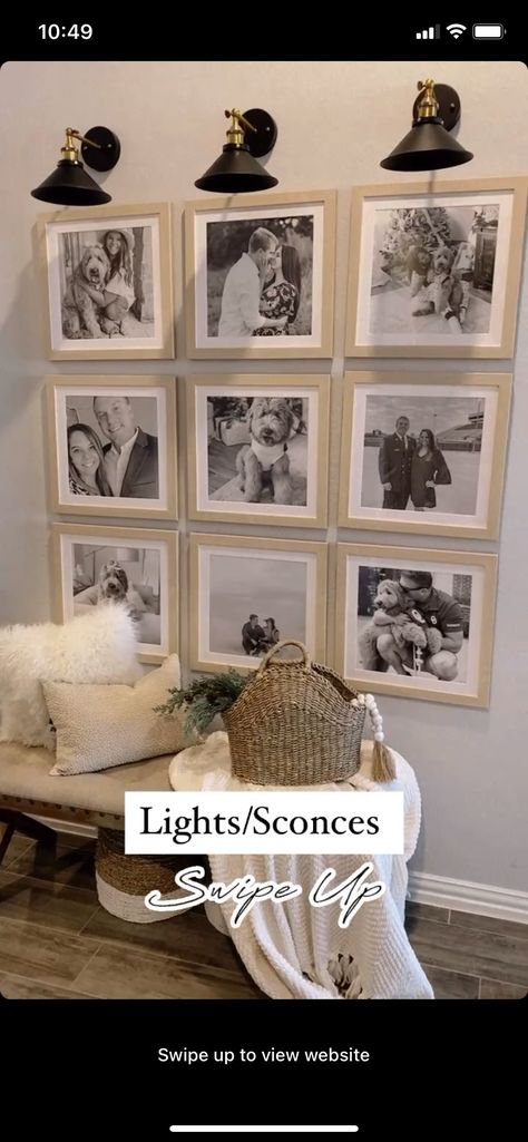 Wall With Lights, Wall Sconces Living Room, Sconces Living Room, Wall Scones, Picture Collage Wall, Wall Picture, Collage Wall, Frame Wall, Play Room