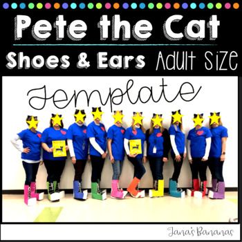 This product includes: Ear templateShoe Template How To instructionsPictures along the wayTips and Tricks PDF formatThese templates are perfect for literacy character dress up days, Halloween Costumes and much more! Become Pete the Cat!*Please check all printer settings, size adjusting may need to t... Pete The Cat Dress Up, Pete The Cat Teacher Costume, Pete The Cat Costume Diy Teacher, Pete The Cat Shoes, Pete The Cat Costume, Dress Up Days, Cat Costume Diy, Shoe Template, Character Dress Up