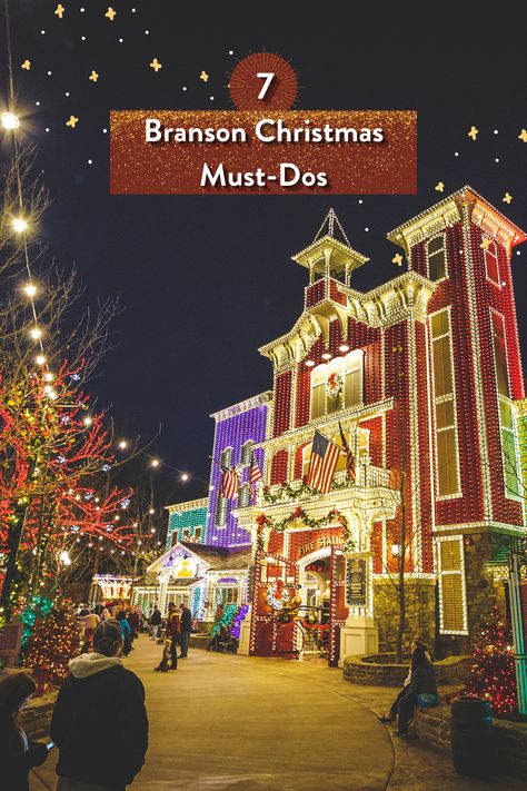 From November through the end of the year, Christmas is honored with true holiday magic in Branson. To make lasting holiday memories with family and friends, plan a trip to Branson to celebrate an Ozark Mountain Christmas. Here is a list of seven Christmas must-dos before the season is over. From Silver Dollar City to riding the Polar Express, there is so much to do and see in Branson! #explorebranson #bransonmissouri #bransonmo #branson #silverdollarcity #ozarkmountainchristmas Branson Christmas, Branson Missouri Vacation, Christmas Travel Destinations, Branson Vacation, Christmas Getaways, Silver Dollar City, Christmas Destinations, Branson Missouri, Branson Mo