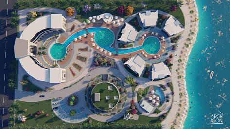 Tourist Resort project on Behance Landscape Resort Design, Resort Ideas Design Plan, Beach Architecture Concept, Beach Resort Site Development Plan, Eco Resort Architecture Concept, Resort Concept Design, Beach Resort Design Concept, Resort Plan Architecture, Beach Resort Concept