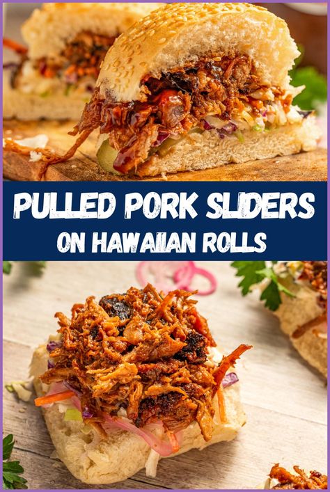 Juicy pulled pork, topped with creamy coleslaw, all served on soft Hawaiian rolls – these pulled pork sliders are perfect for any occasion. Whether you're hosting a party or just need a quick meal for dinner, these sliders are easy to prepare in a slow cooker or Dutch oven. Tap to try the recipe and enjoy these delicious pulled pork sliders! Pork Sliders Crockpot, Healthy Sliders Recipes, Traeger Pulled Pork, Bbq Pulled Pork Sliders, Bring To A Bbq, Barbecue Pulled Pork Recipe, Pork Sliders Recipes, Sliders On Hawaiian Rolls, Pull Pork