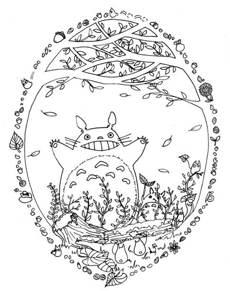 Do you love to watch My Neighbor Totoro- Then this coloring sheet is for you and your little one. This Coloring Page is for adults, boys and girls aged fro Ghibli Coloring, Totoro Party, Anime Totoro, Coloring Pages For Grown Ups, Ghibli Tattoo, Tattoo Zeichnungen, Art Therapy Activities, Studio Ghibli Art, Ghibli Art