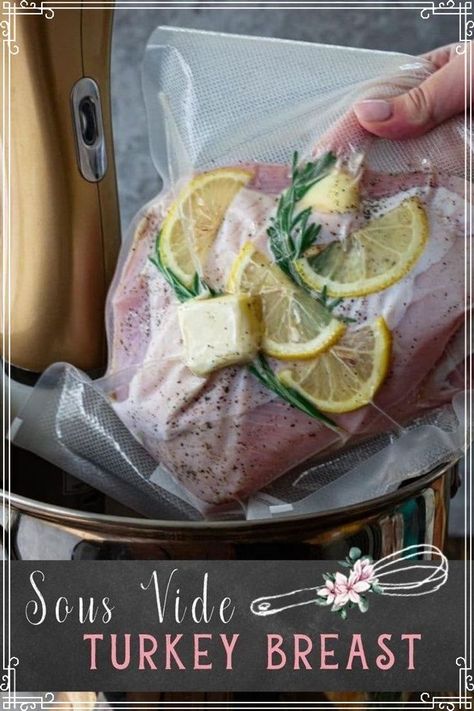 This easy sous vide turkey recipe is perfect for serving for holiday dinners for 2, or just a simple weeknight meal idea. Sous vide cooks meat through, while still maintaining moisture and is absolutely delicious. This easy sous vide recipe is great for a small Easter Dinner, or for an elegant evening for two. If you're looking for holiday recipes for two, you have to try this delicious turkey breast recipe now! Small Easter Dinner, Sous Vide Turkey Breast, Sous Vide Turkey, Whole Turkey Recipes, Turkey Tenderloin, Balsamic Pork, Turkey Breast Recipe, Sous Vide Recipes, Easter Dinner Recipes