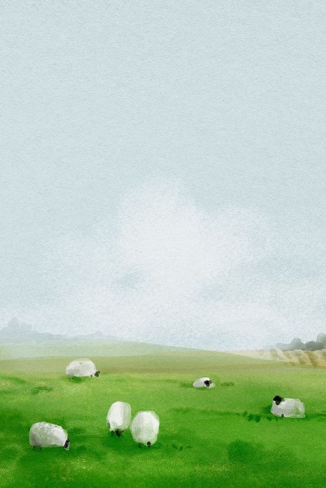 Download premium image of Watercolor farm landscape background, agriculture aesthetic by Busbus about watercolor, sky illustration, grass, illustration, and sheep 7402271 Sheep Watercolor Illustrations, Field Of Sheep, Watercolor Sheep In Field, Paintings Of Sheep Landscapes, Sheep Illustration, Sheep In Meadow Painting, Landscape Background, Painting Illustration, Agriculture