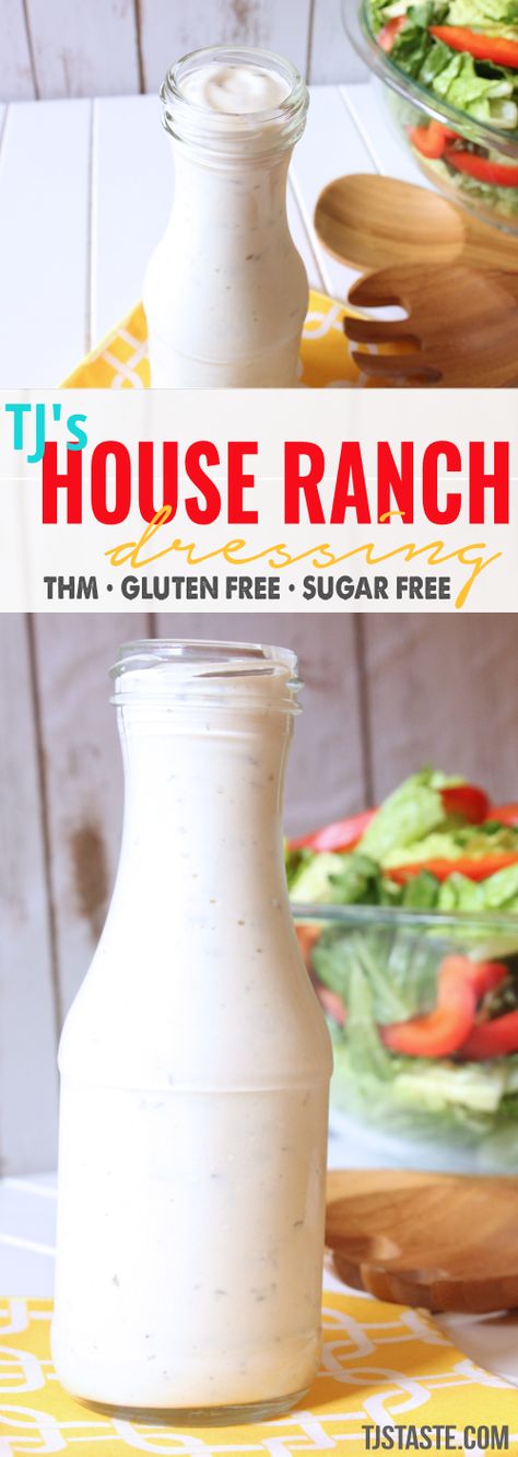 House Ranch Dressing, Detox Grocery List, Trim Healthy Mama Meal Plan, Sugar Free Dressing, Low Carb Salad Dressing, Trim Healthy Mama Recipe, Trim Healthy Recipes, Creamy Ranch Dressing, Trim Healthy Momma