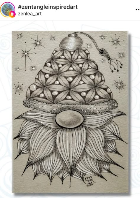 Gnome Zentangle, Zentangle Gnomes, Christmas Doodling, Halloween Zentangle, Christmas Zentangle, Zentangle Christmas, Christmas Cards Drawing, Sharpie Crafts, Zentangle Artwork