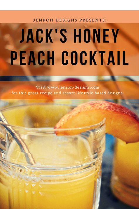 Refreshing  Peach and Honey Cocktail inspired by Jack Daniels Honey Jack Daniels Tennessee Honey Recipes, Jack Daniels Honey Drinks, Peach Whiskey Cocktails, Peach Whiskey Drink, Speakeasy Drinks, Alcohol Desserts, Jack Daniels Drinks, Mixology 101, Jack Daniels Honey