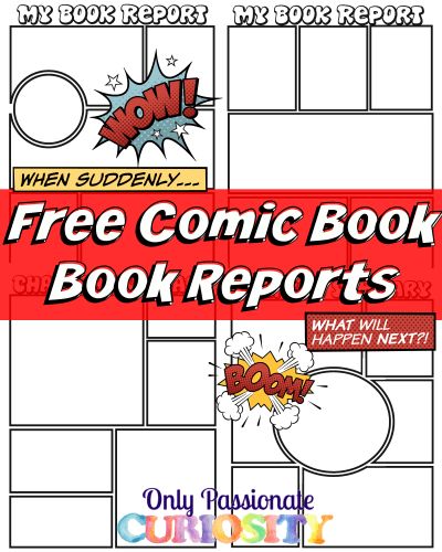 FREE Comic Strip Book Reports Creative Book Report, Book Report Template, Book Report Ideas, Comic Template, Comic Book Template, Free Homeschool Printables, Chapter Summary, Free Comic Books, Book Reports