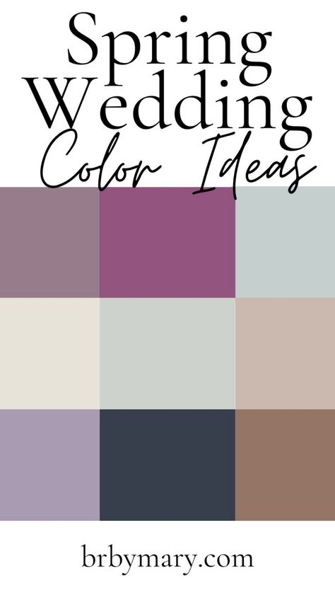 Check out these 20 Spring Wedding Color Palettes for your wedding! Spring is such a wonderful time to get married. It’s the season when everything comes back to life, trees start to grow fresh, green leaves, flowers bloom, and the world just feels more vibrant! Spring 2025 Wedding Colors, Wedding Colours 2024, Spring Wedding Colours, May Wedding Colors, Eloping Ideas, Forest Wedding Decorations, Spring Wedding Color Palette, Wedding Color Palettes, Pallet Wedding